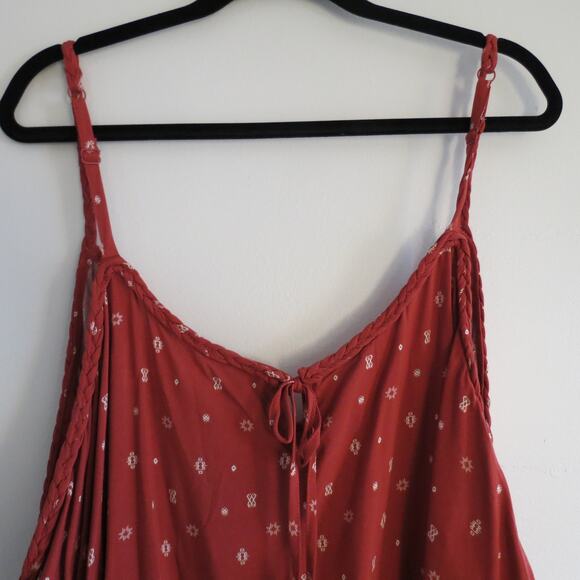 Torrid Women's Plus Size Geo Print Red Challis Braided Tank - Size 5 - NWT - Picture 6 of 10